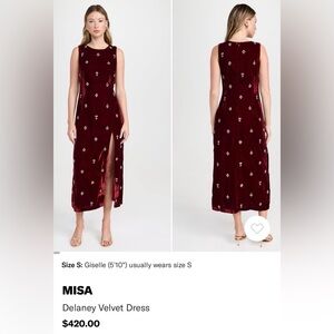 Misa Los Angeles Delaney Velvet Dress - Burgundy
